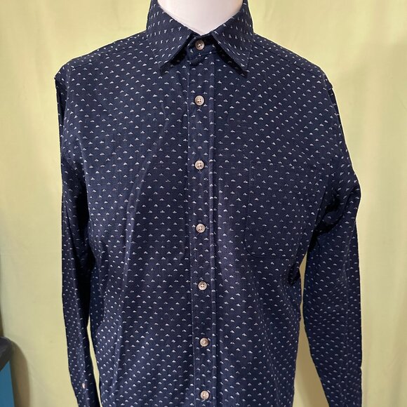 Taylor Stitch Other - Taylor Stitch Men's Triangle Design Dark Blue LS Button Front Shirt Size 40 Hand